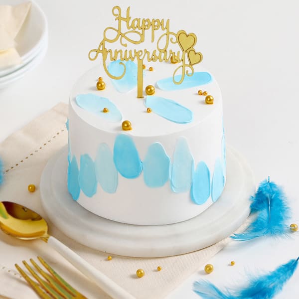 Pearls And Petals Mini Anniversary Cake (300 Gm)