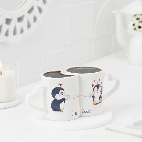 Penguin Love Personalized Couples Mug