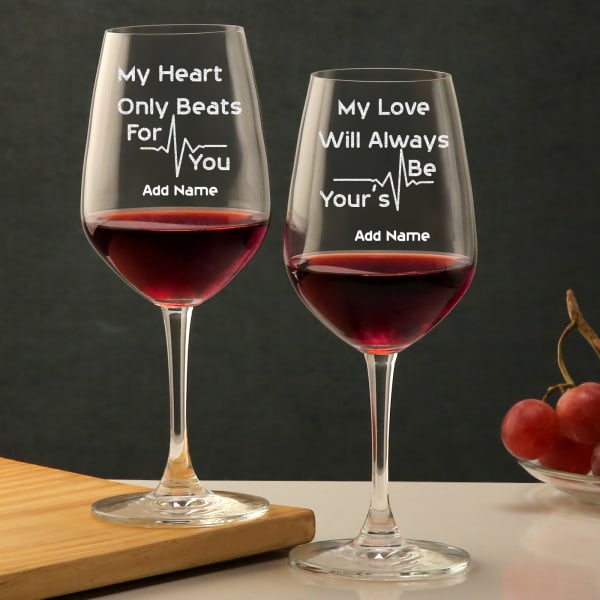 Perfect For Each Other Personalized Bordeaux Glasses