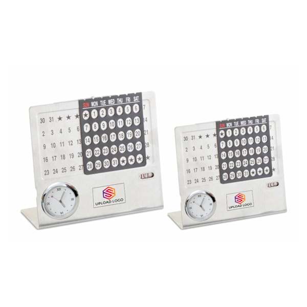 Perpetual Silver Calendar And Clock