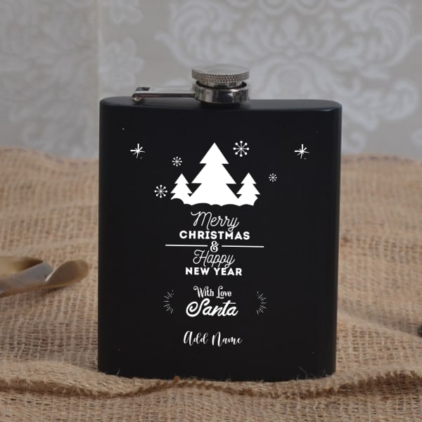 Personalised Christmas & New Year Themed Hip Flask