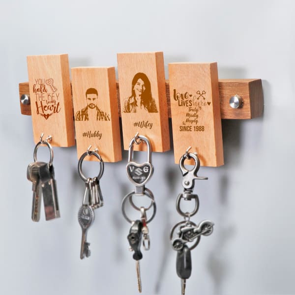 Personalised Couple Themed Wooden Keyholder Gift/Send Home and Living