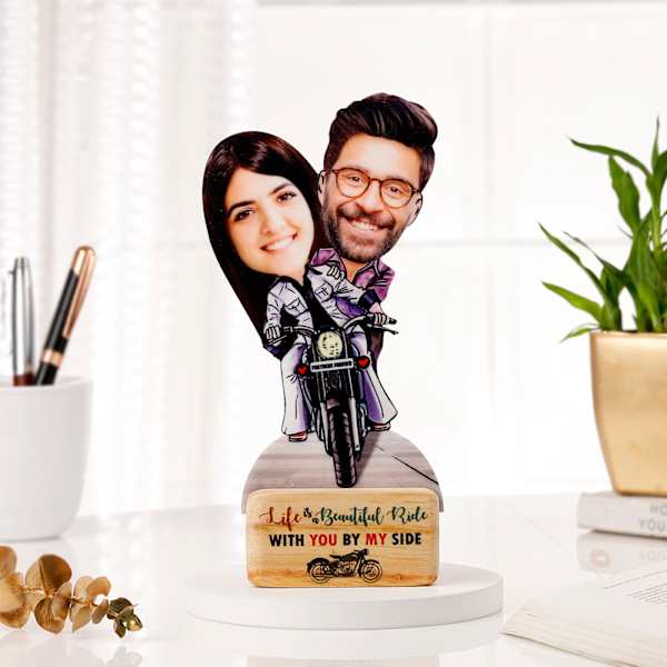 Personalized Adventure Ride Caricature with Wooden Stand