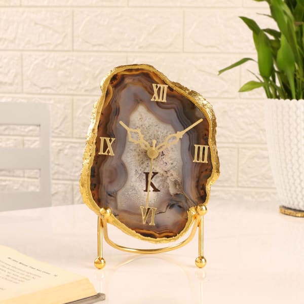 Personalized Agate Table Clock With Stand