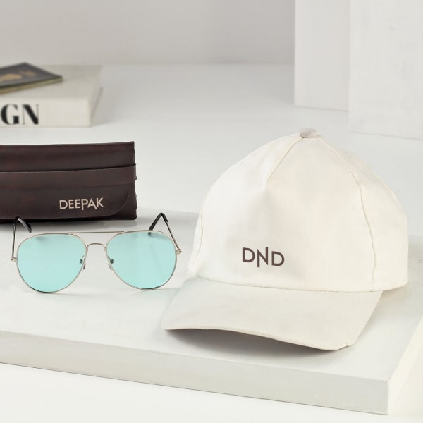 Personalized Aqua Blue Unisex Sunglasses And Cap Combo
