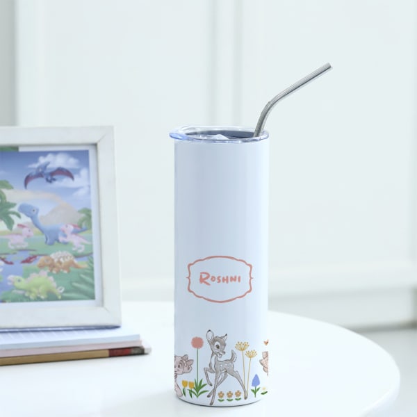 Personalized Bambi Stainless Steel Tumbler With Straw