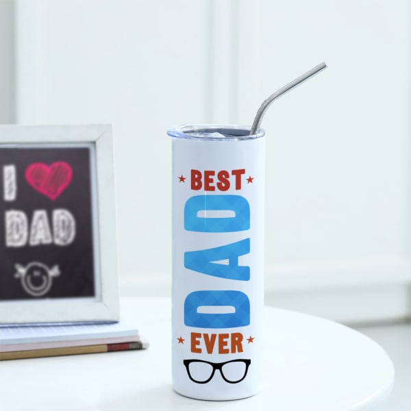 Personalized Best Dad Ever Stainless Steel Tumbler With Straw
