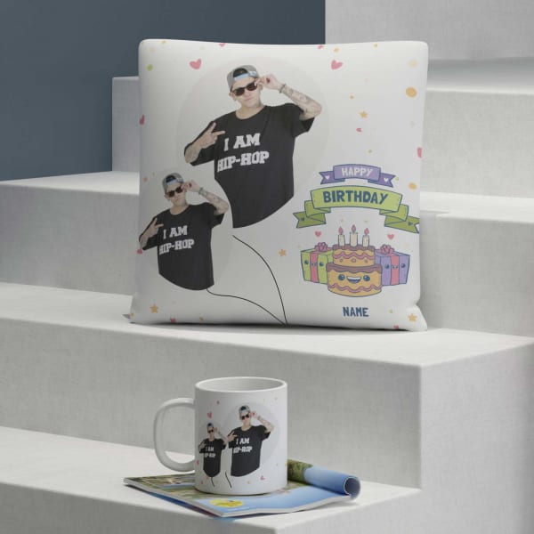 Personalized Birthday Cushion & Mug for Teens