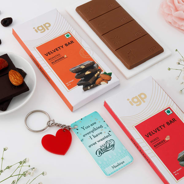 Personalized Birthday Keychain With Chocolates