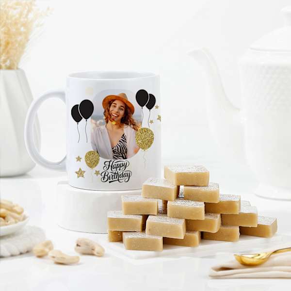 Personalized Birthday Mug And Kaju Katli Combo