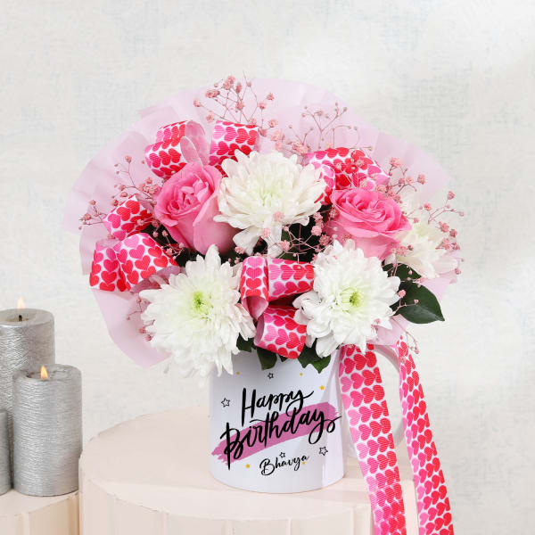 Personalized  Birthday Pastel Floral Mug