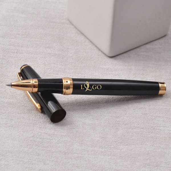 Personalized Black and Golden Rollerball Pen