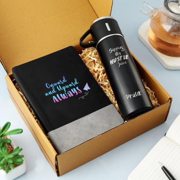 Personalized Black Bottle and Diary