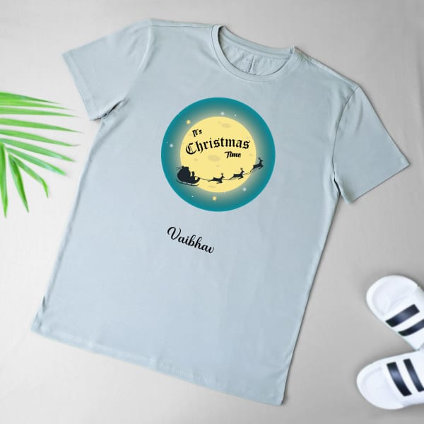 Personalized Black Christmas Tee for Men - Sage Green