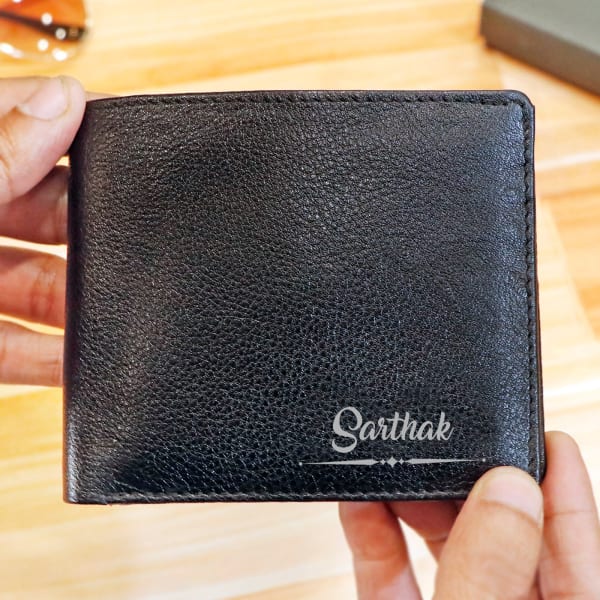 Personalized Black Leather Wallet