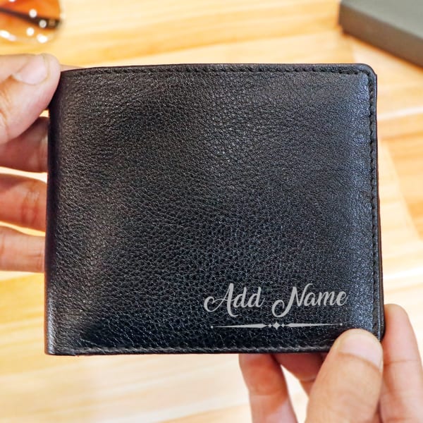 Personalized Black Leather Wallet