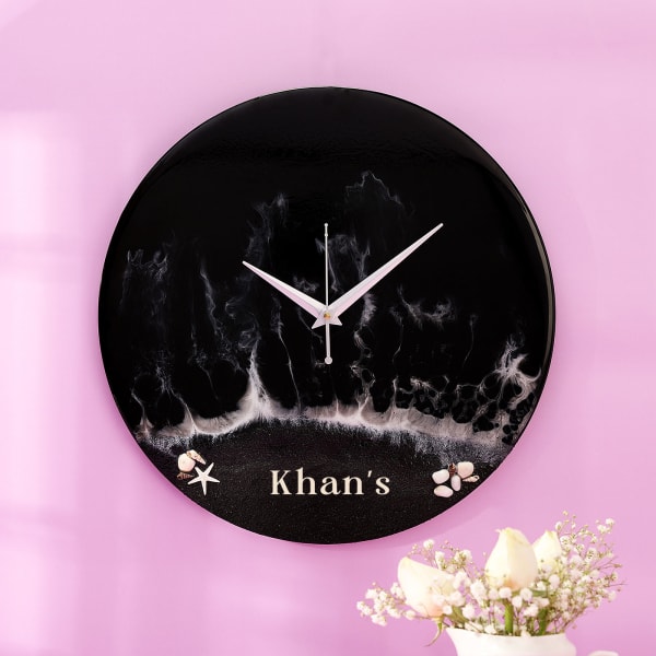 Personalized Black Ocean Clock