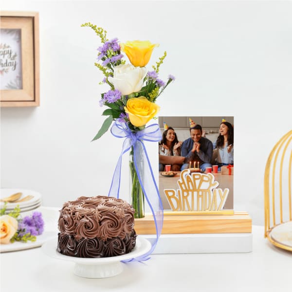 Personalized Blooms And Treat Birthday Combo