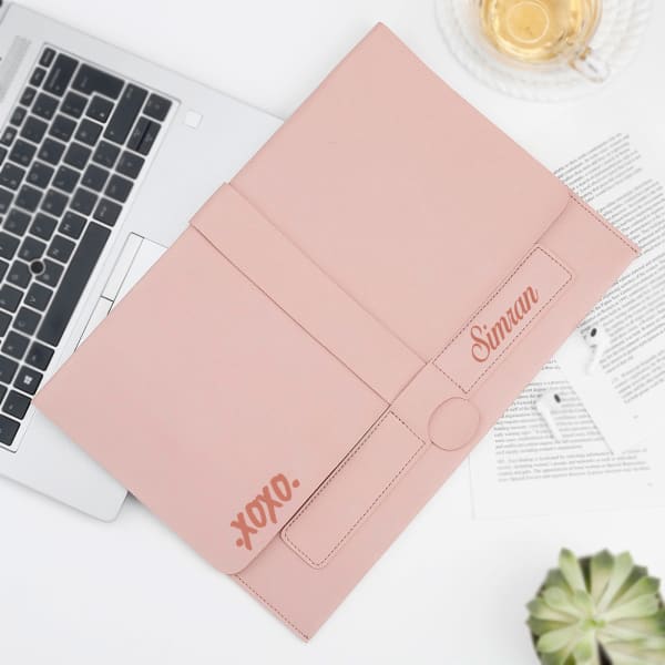Personalized Blush Pink Laptop Organiser