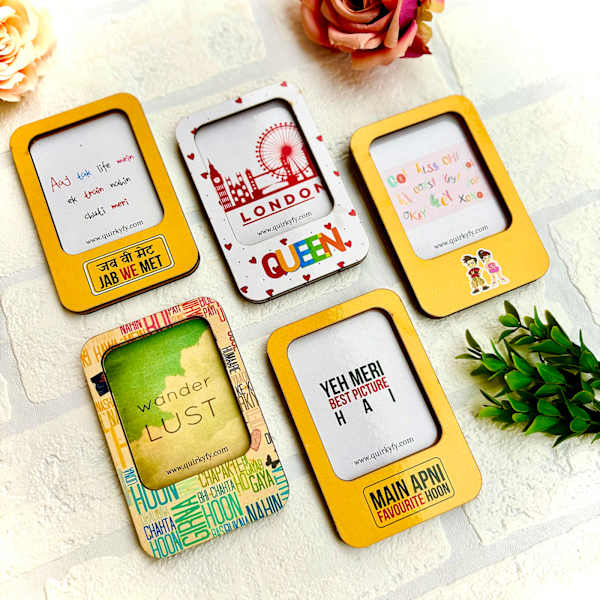 Personalized Bollywood Fun Photo Frame Magnets-Set Of 5