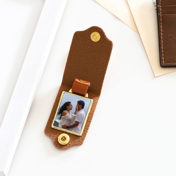 Personalized Captured Memories Leather Keychain