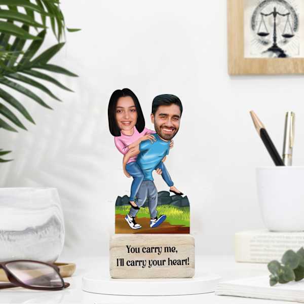 Personalized Carry Your Heart Couple's Caricature