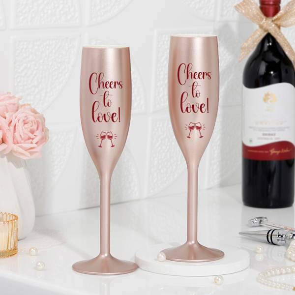 Personalized Cheers To Love Copper Flute Glass - Set Of 2