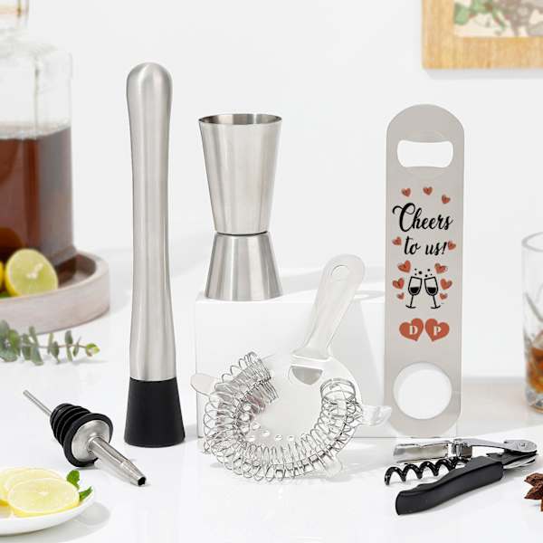 Personalized Cheers To Us Valentine's Day Bar Set