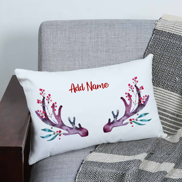Personalized Christmas Reindeer Cushion with Filler