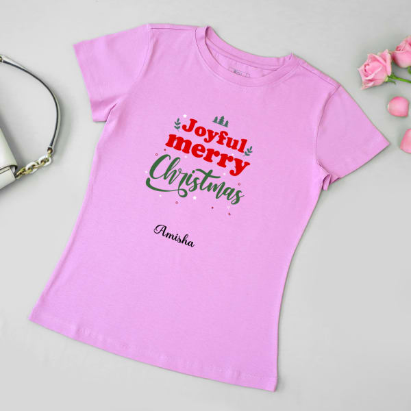 Personalized Christmas T-shirt for Women - Lilac