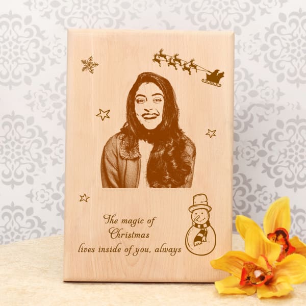 Personalized Christmas Theme Wooden Photo Frame