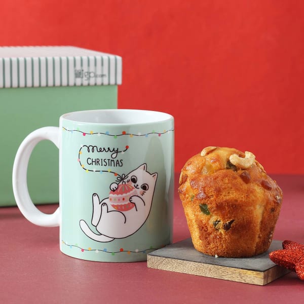 Personalized Christmas themed Mug with Cupcake
