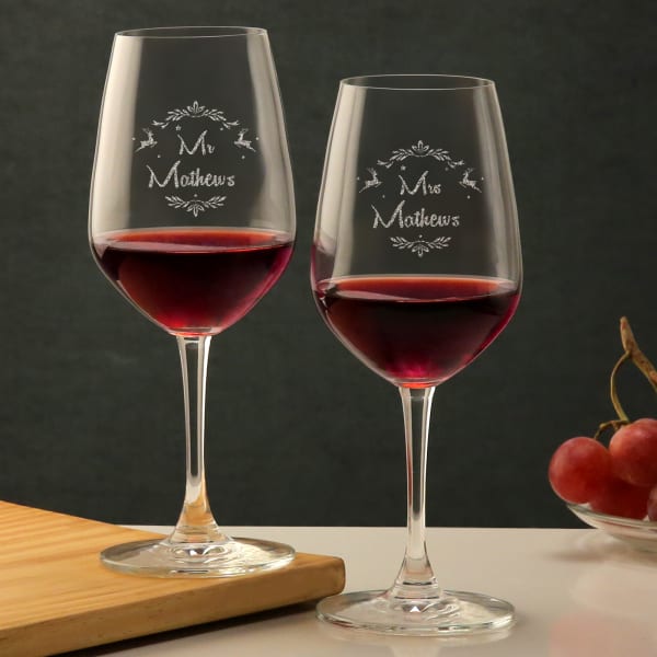 Personalized Christmas Wine Bordeaux Glass