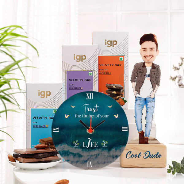 Personalized Cool Dude Table Clock Set