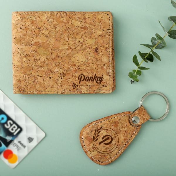 Personalized Cork Wallet And Keychain