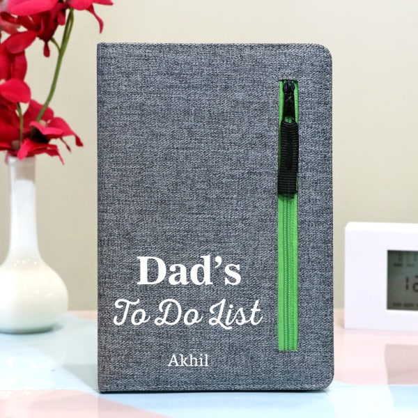 Personalized Cotton Zipper Notebook For Dad