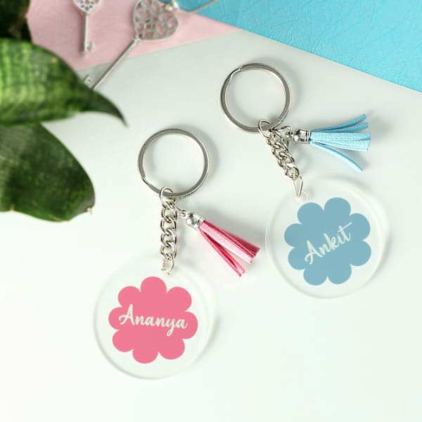 Personalized Couple's Pastel Keychains - Set Of 2