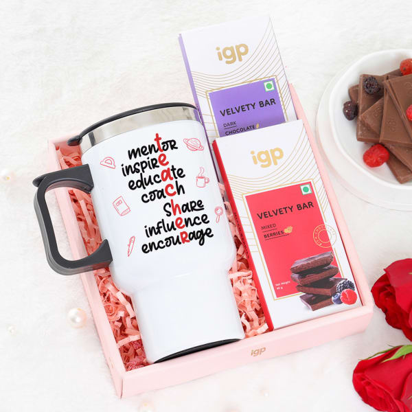 Personalized Crossword Travel Mug Hamper For Teacher