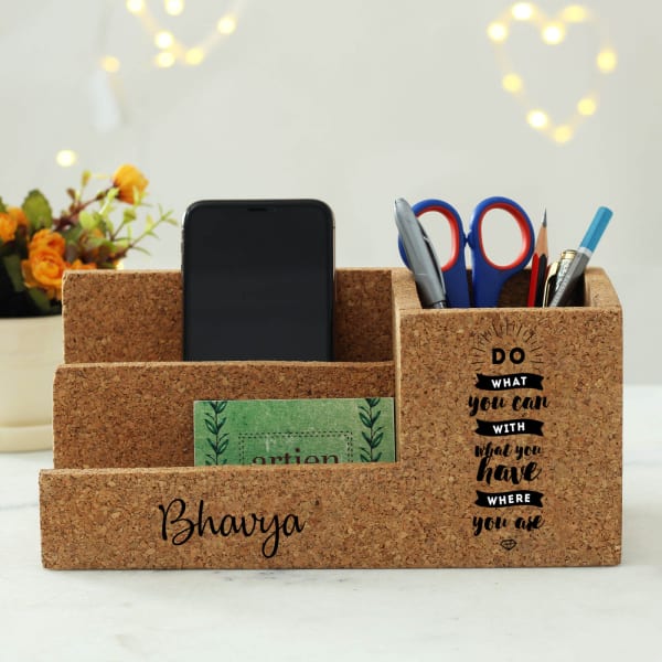 Personalized Desk Stationery Organizer Gift Send Home And Living Personalized Desk Stationery Organizer