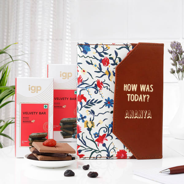 Personalized Diary & Chocolate Gift Set