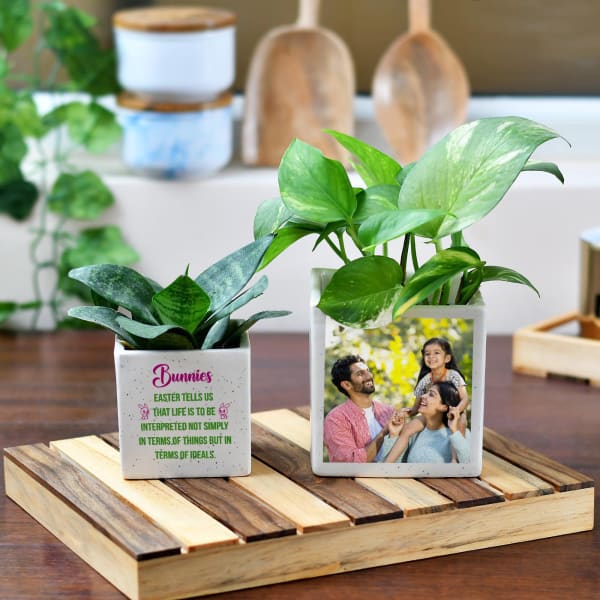 Personalized Easter Ceramic Planters- Set of Two