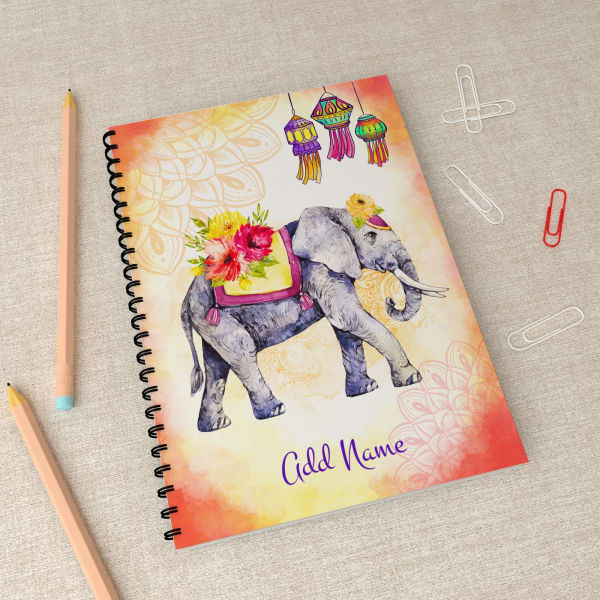 Personalized Elephant & Lantern Design Notebook