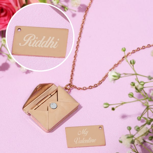 Personalized Envelope Rose Gold Pendant