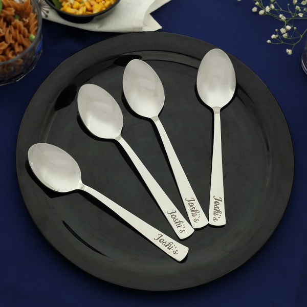 Personalized Exquisite Silver Spoons (Set of 4)