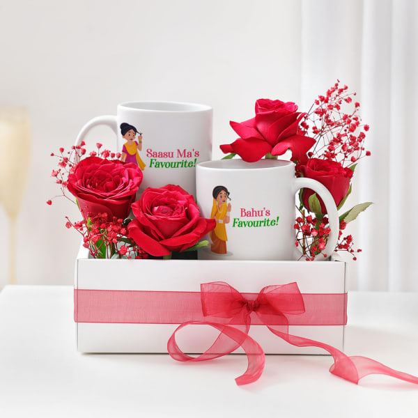 Personalized Favourite Saas-Bahu Duo Mug Arrangement