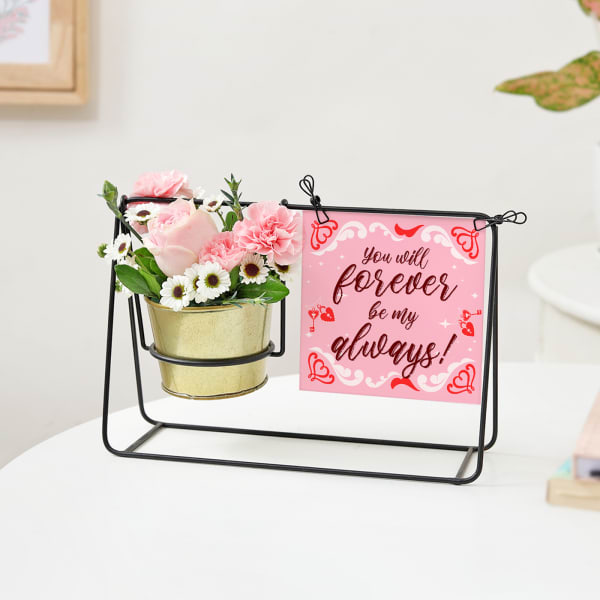 Personalized Forever Together Swinging Metal Planter