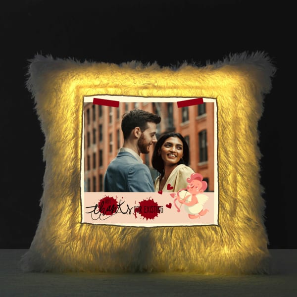 Personalized Fur Photo Cushion with LED