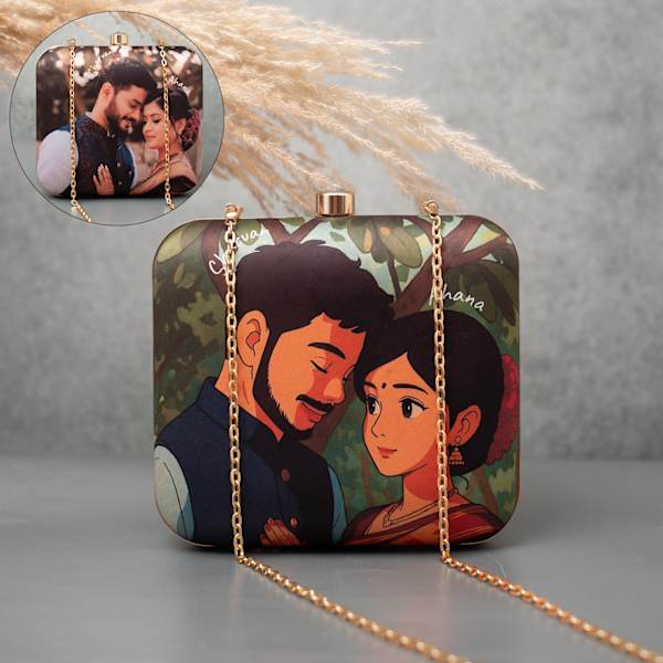 Personalized Ghibli Portrait Metal Frame Clutch