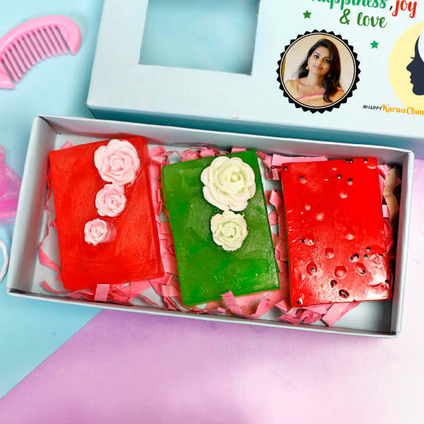 Personalized Gift Box of Fruit Soaps for Wife Set of 3