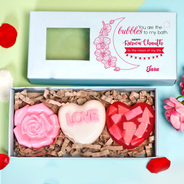 Personalized Gift Box of Love Soaps for Wife- Set of 3